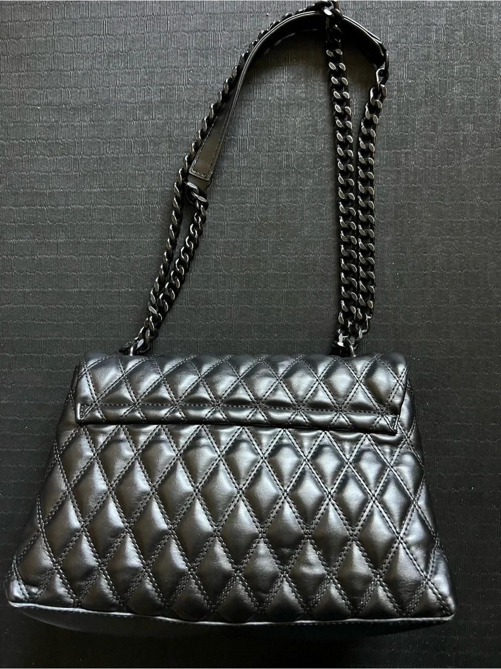 Quilted Black Chain-Handle Shoulder Bag
